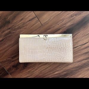 Faux snakeskin clutch